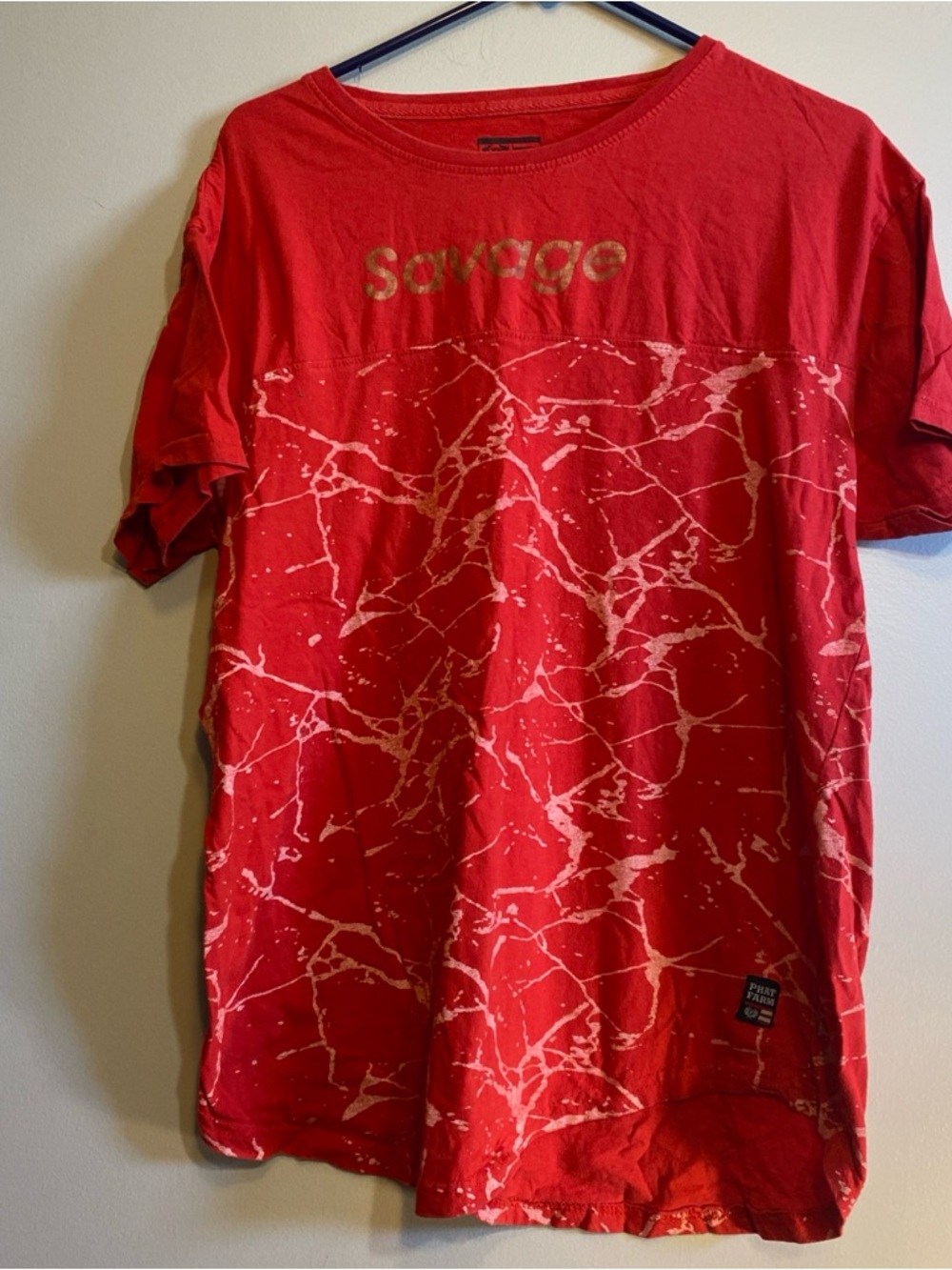 Phat Farm “ Savage” Tshirt Red Men’s XL With White Splash Design